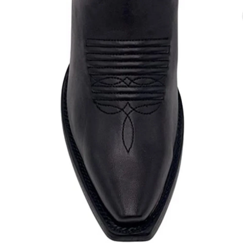 Vaccari Western Black Genuine Leather Snip Toe Ankle Boots 9.5 - Picture 3 of 6